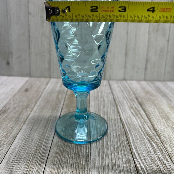Vtg EAPG Bryce Brothers Style Water Goblets 7" Sky Blue Diamond Quilted Set of 2 - Picture 7 of 7